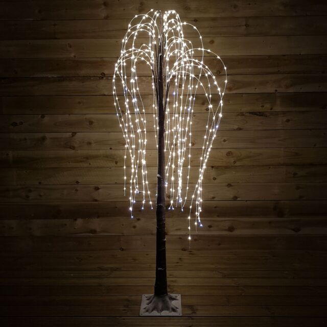 Samuel Alexander 1.8m (6ft) Brown Flocked Willow Christmas Tree with 600 Warm White LEDs in Beige - image 1