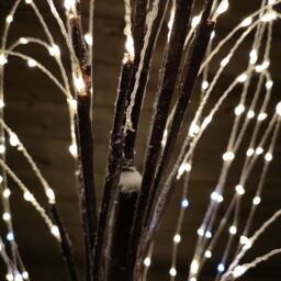 Samuel Alexander 1.8m (6ft) Brown Flocked Willow Christmas Tree with 600 Warm White LEDs in Beige - thumbnail 4