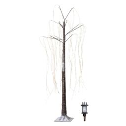 Samuel Alexander 1.8m (6ft) Brown Flocked Willow Christmas Tree with 600 Warm White LEDs in Beige - thumbnail 9