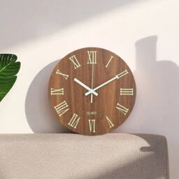 "Kelvenix 12"" Round Wooden Wall Clock in Brown - Size: 0.6m2" - thumbnail 3