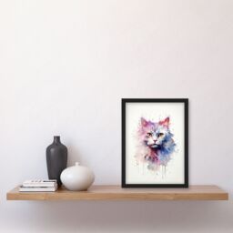 "Artery8 Wall Art Print Persian Cat Lovers Gift Watercolour Pet Portrait Painting Artwork Art Framed - Size: W12"" x H16""" - thumbnail 4