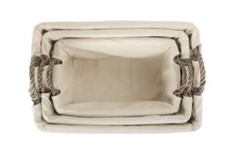 Red Hamper Wicker Shallow Lined Antique Wash Storage Basket Set of 3 in White - thumbnail 3