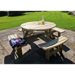 Churnet Valley Garden Furniture Ltd Westwood Round Picnic Table - Minimal Assembly Required in Brown - thumbnail 3