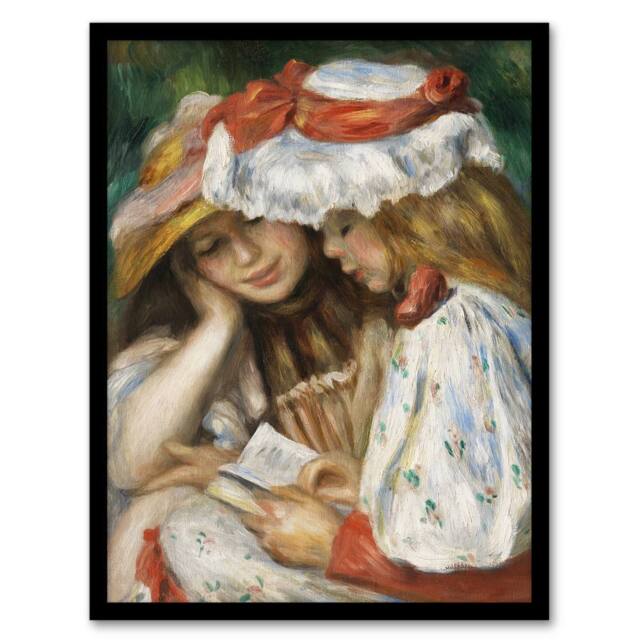 "Artery8 Two Children Reading Renoir Vintage Framed Wall Art Print - Size: W12"" x H16""" - image 1
