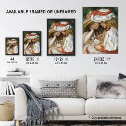 "Artery8 Two Children Reading Renoir Vintage Framed Wall Art Print - Size: W12"" x H16""" - thumbnail 3