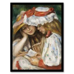 "Artery8 Two Children Reading Renoir Vintage Framed Wall Art Print - Size: W12"" x H16""" - thumbnail 1