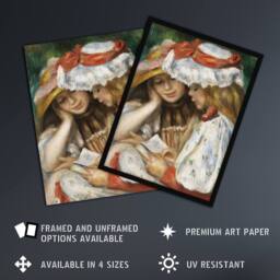 "Artery8 Two Children Reading Renoir Vintage Framed Wall Art Print - Size: W12"" x H16""" - thumbnail 2