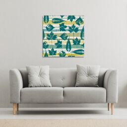 Benjamin Tate Design autumn seamless pattern with leaves on geometric background (Canvas Print) / 114 x 114 x 4cm in Natural - Size: 114 x 114 x 4 cm - thumbnail 1