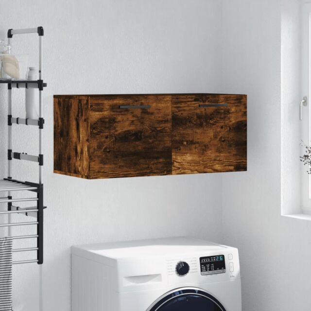 Berkfield Home Wall Cabinet Smoked Oak 80x36.5x35 cm Engineered Wood in Brown - image 1