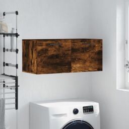 Berkfield Home Wall Cabinet Smoked Oak 80x36.5x35 cm Engineered Wood in Brown - thumbnail 1