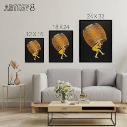 "Artery8 Cognac Pellisson Vintage Advert Framed Canvas Wall Art Print Cappiello in Black - Size: W18"" x H24""" - thumbnail 4
