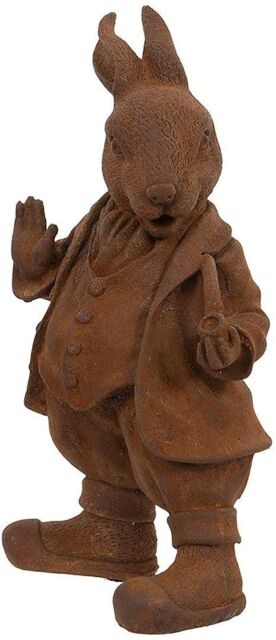 Inspirational Gifting Mr Rabbit Garden Sculpture Rustic Ornament in Brown - image 1