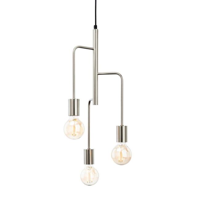 Netlighting Roxy 3 Light Cluster Pendant Brushed Steel E27 in Grey