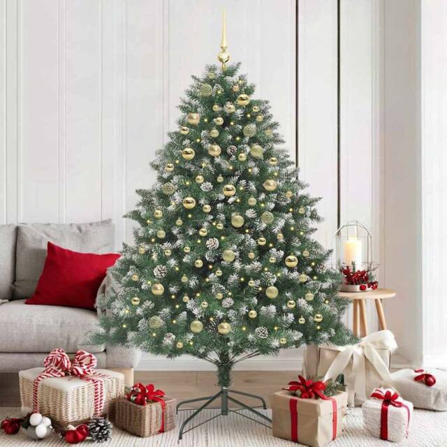 Berkfield Home Artificial Christmas Tree with Stand Green 126 x 126 x 180 cm - image 1