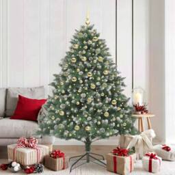 Berkfield Home Artificial Christmas Tree with Stand Green 126 x 126 x 180 cm - thumbnail 1