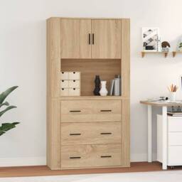 Berkfield Home Highboard Sonoma Oak Engineered Wood in Light Tan - thumbnail 2