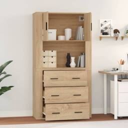 Berkfield Home Highboard Sonoma Oak Engineered Wood in Light Tan - thumbnail 1