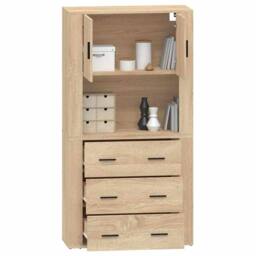 Berkfield Home Highboard Sonoma Oak Engineered Wood in Light Tan - thumbnail 7