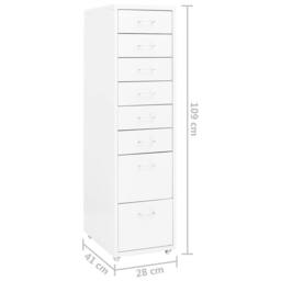 Berkfield Home Mobile File Cabinet White 28x41x109 cm Metal - Size: 28 x 41 x 109 cm - thumbnail 9