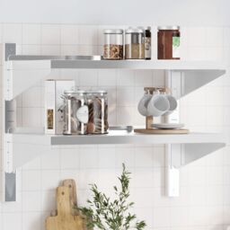 Berkfield Home 2-Tier Wall Shelf 75x40x60 cm Silver Stainless Steel - Size: 75 x 40 x 60 cm