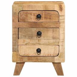 Berkfield Home Bedside Cabinet 2 pcs 37x32x50 cm Solid Wood Rough Mango in Brown - Size: 37 x 32 x 50 cm - thumbnail 1