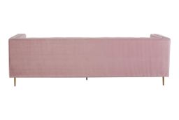 Orsina 3 Seat Pink Sofa, Plush Pink Velvet Upholstered Settee Sofa, Classic Style Sofa Couch For Outdoor Patio - thumbnail 5