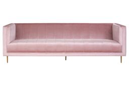 Orsina 3 Seat Pink Sofa, Plush Pink Velvet Upholstered Settee Sofa, Classic Style Sofa Couch For Outdoor Patio - thumbnail 3