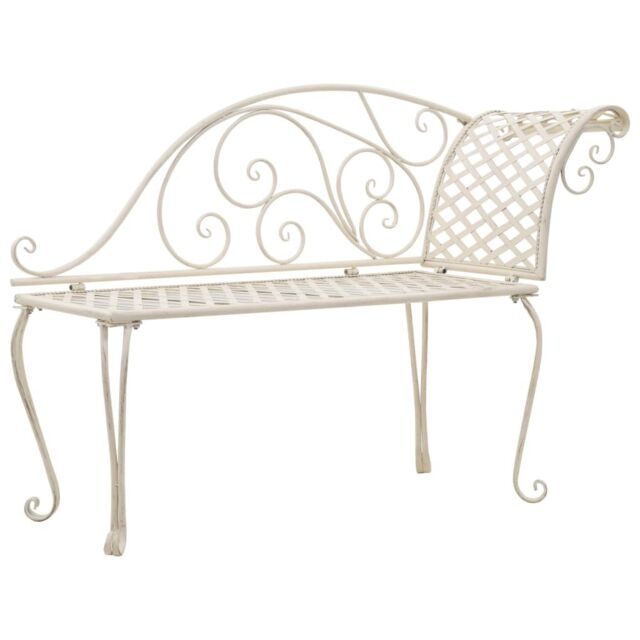 Berkfield Home Garden Chaise Lounge 128 cm Metal Antique White - image 1