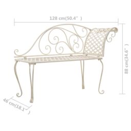Berkfield Home Garden Chaise Lounge 128 cm Metal Antique White - thumbnail 6