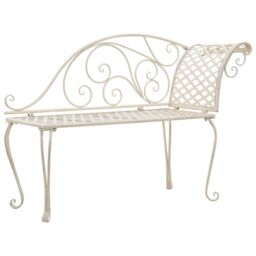 Berkfield Home Garden Chaise Lounge 128 cm Metal Antique White