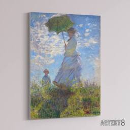 "Artery8 Claude Monet Woman With A Parasol Canvas Wall Art Print in Blue - Size: W24"" x H32""" - thumbnail 2