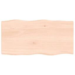 Berkfield Home Table Top 80x40x2 cm Untreated Solid Wood Oak Live Edge in Light Brown - Size: 80 x 40 x 2 cm - thumbnail 2