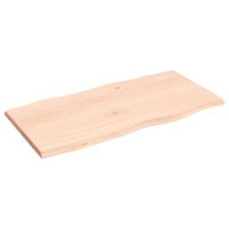 Berkfield Home Table Top 80x40x2 cm Untreated Solid Wood Oak Live Edge in Light Brown - Size: 80 x 40 x 2 cm - thumbnail 3