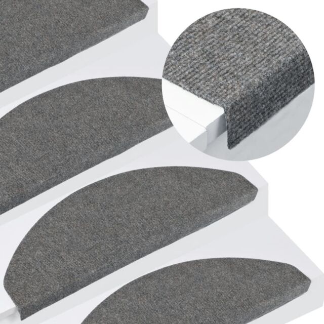 Berkfield Home Stair Mats Self-adhesive 15 pcs 65x22.5x3.5 cm Grey - Size: Medium - image 1