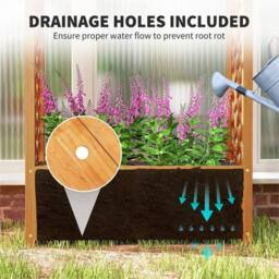 Nordara Wooden Raised Garden Bed Trellis Planter with Fabric Liner Plant Box in Brown - Size: 1.25kg - thumbnail 3