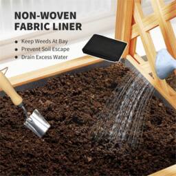 Nordara Wooden Raised Garden Bed Trellis Planter with Fabric Liner Plant Box in Brown - Size: 1.25kg - thumbnail 4