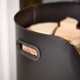 Dibor Country Fireside Log Storage & Kindling Bucket with Poker & Tongs in Black - thumbnail 5