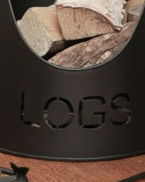 Dibor Country Fireside Log Storage & Kindling Bucket with Poker & Tongs in Black - thumbnail 3