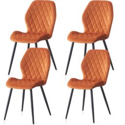 SONARA Modern Velvet Dining Chairs Set of 4 with Ergonomic Curved Backrest in Orange - thumbnail 2