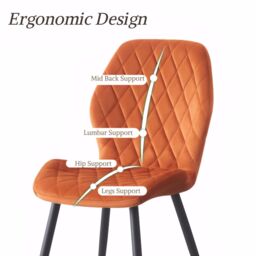 SONARA Modern Velvet Dining Chairs Set of 4 with Ergonomic Curved Backrest in Orange - thumbnail 5