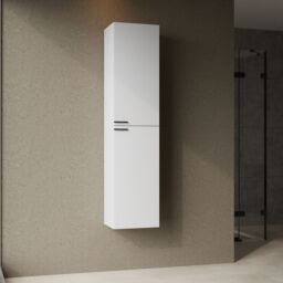 Banyetti Celtic 1500mm Wall Hung Tall Cabinet with Matt Black Handles - Gloss White - thumbnail 9