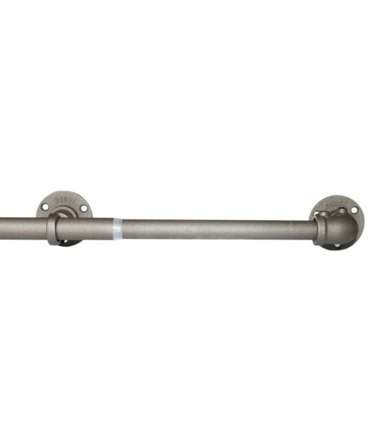 New Edge Blinds Gun Metal Industrial Room Darkening Extendable Metal Curtain Pole Set in Silver - Size: 120 cm - image 1