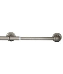 New Edge Blinds Gun Metal Industrial Room Darkening Extendable Metal Curtain Pole Set in Silver - Size: 120 cm - thumbnail 1