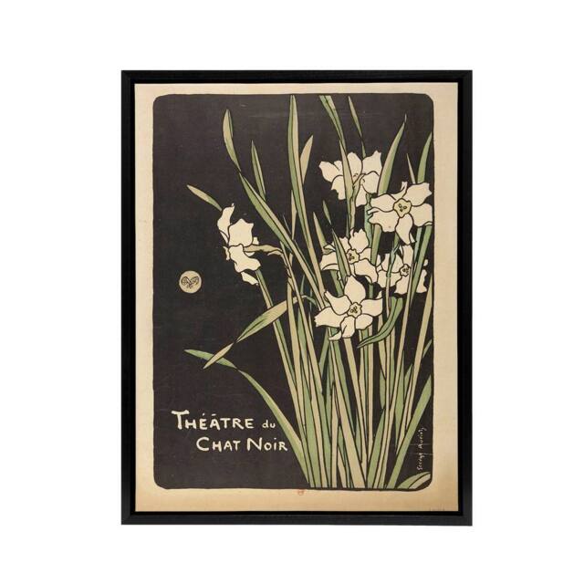 "Artery8 George Auriol Theatre Du Chat Noir Daffodils Framed Canvas Wall Art Print - Size: W12"" x H16""" - image 1