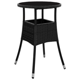 Berkfield Home 5 Piece Garden Bistro Set with Cushions Black Poly Rattan - thumbnail 6