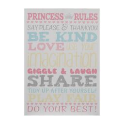 Orsina Kids Princess Rules Wall Plaque, Inspirational & Educational Wall Art for Kids, Vibrant Wooden Wall Plaque - thumbnail 2