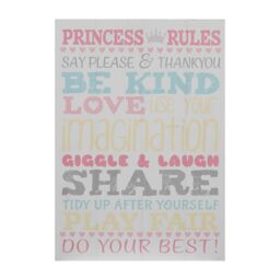 Orsina Kids Princess Rules Wall Plaque, Inspirational & Educational Wall Art for Kids, Vibrant Wooden Wall Plaque - thumbnail 1