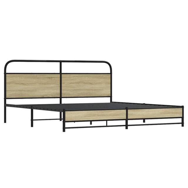 Berkfield Home Metal Bed Frame without Mattress Sonoma Oak 180x200 cm Super King in Light Tan - image 1