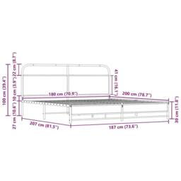 Berkfield Home Metal Bed Frame without Mattress Sonoma Oak 180x200 cm Super King in Light Tan - thumbnail 9