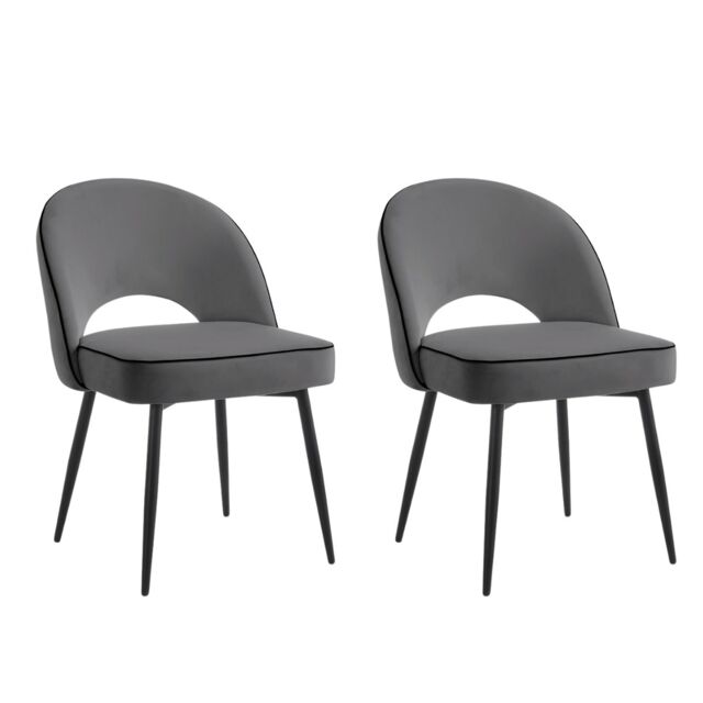 Home Detail Tilly Velvet Dining Chair Set of 2, Ivory in Grey - Size: 2 Pack - image 1